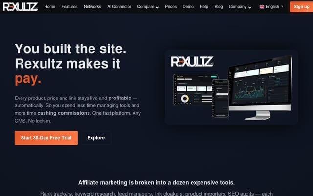 Forsiden på rexultz.com